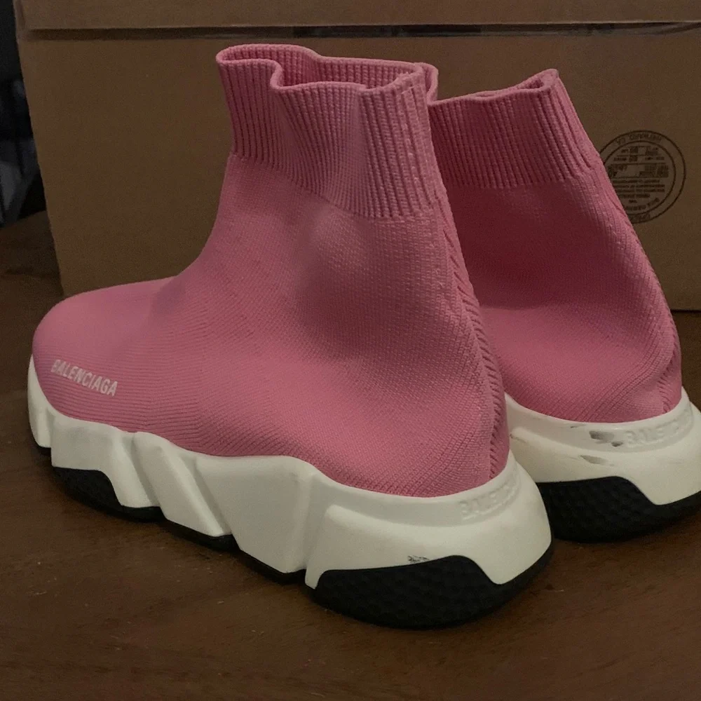 Balenciaga Pink Sock-Style Speed Trainer Sneakers - Picture 5 of 14